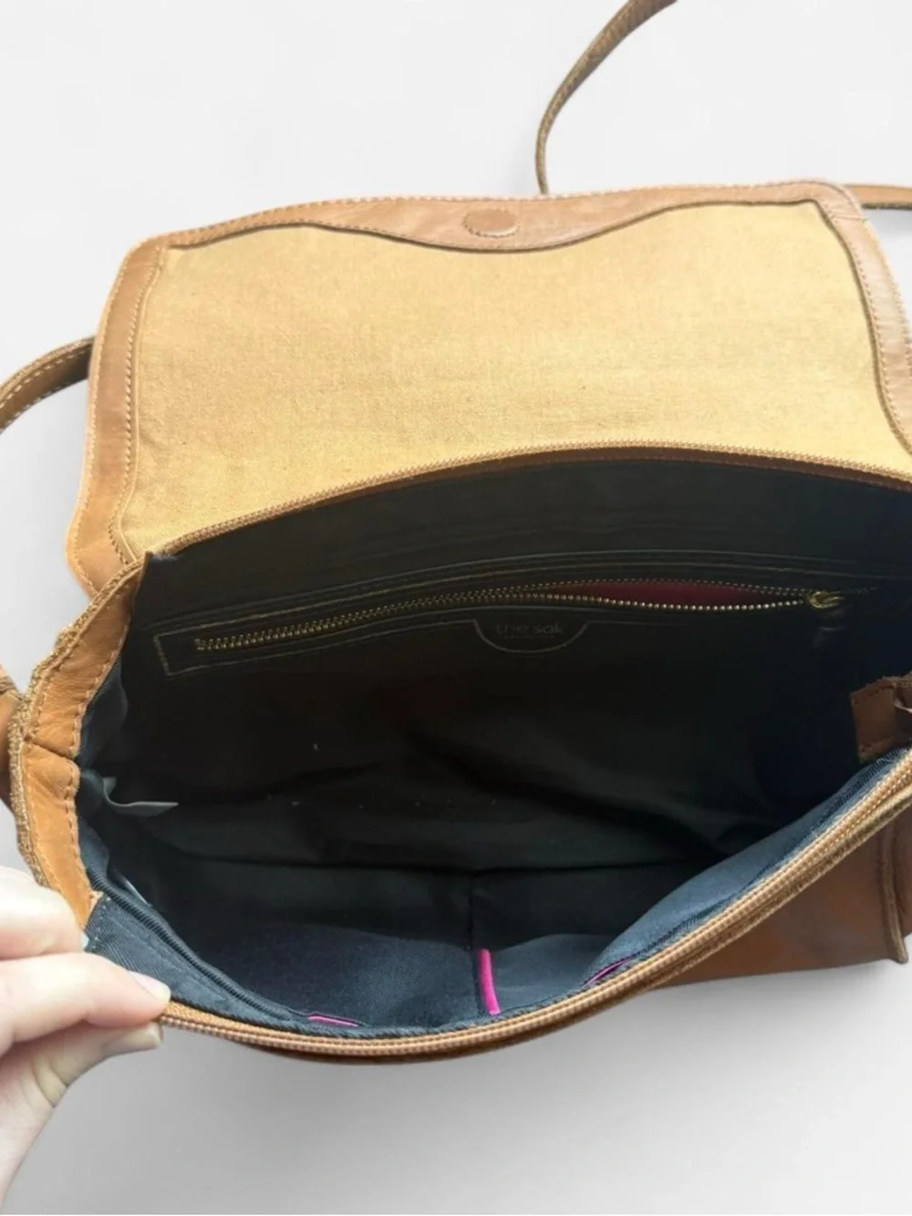 The Sak Brown Stamped Leather Crossbody Purse - Picture 4 of 5